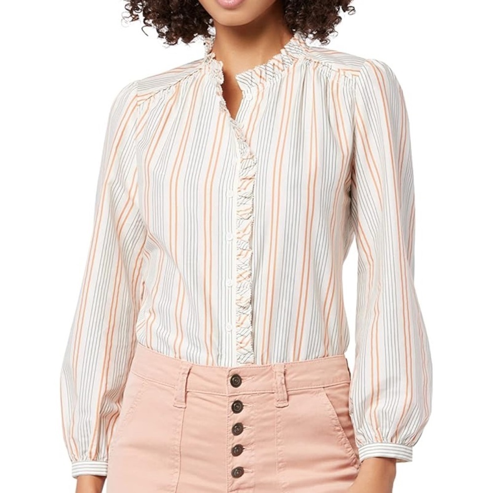 Joie‎ cotton/silk button blouse ruffle detailing